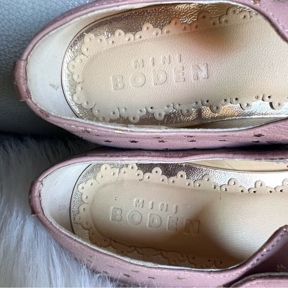 Mini Boden Girls Gold Star Leather Mary Janes Ballet Pink Sz 32 US 1 Wedding - Picture 7 of 17